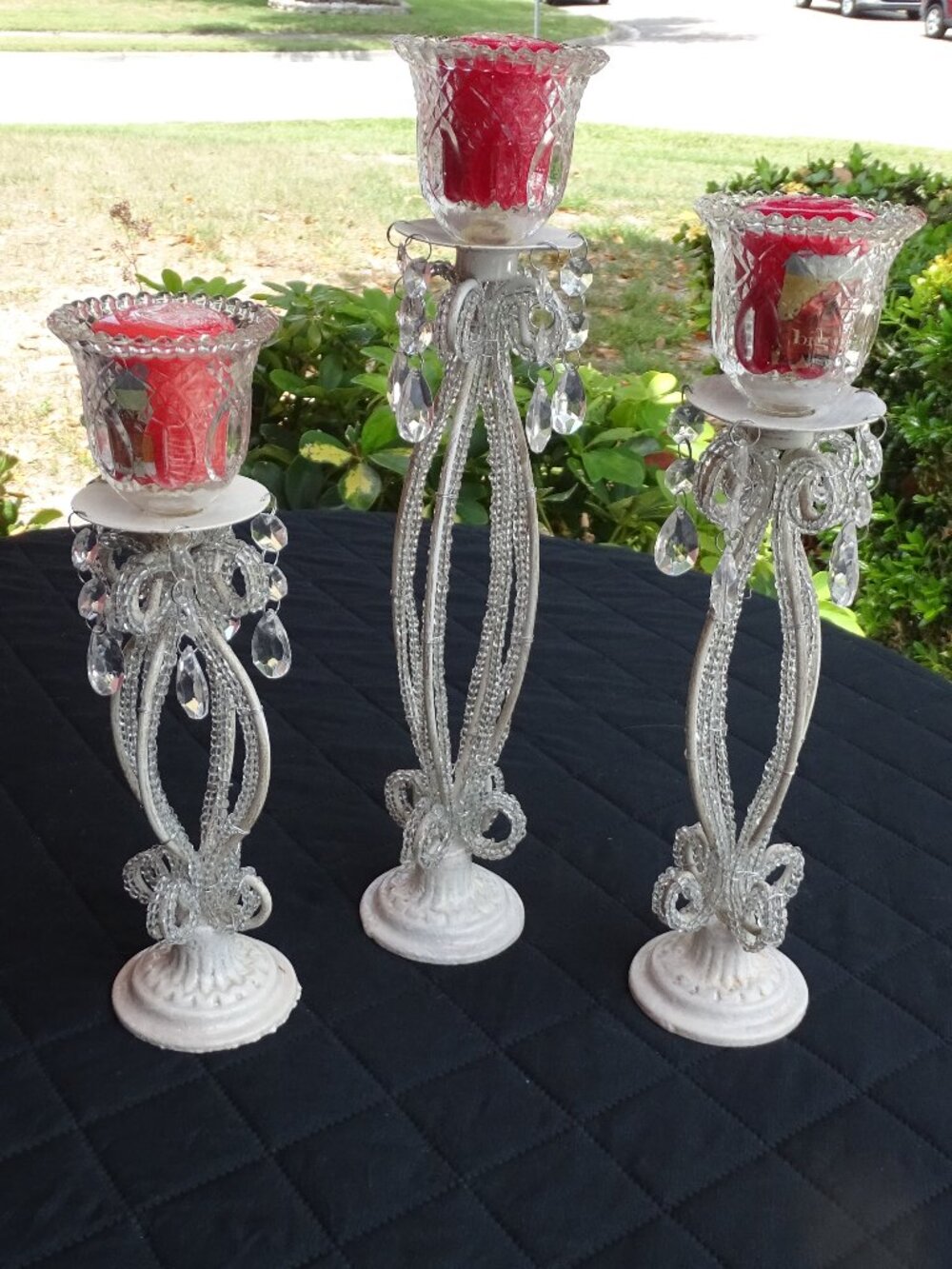 Three Stunning Graduated Height Ornate Votive Holders